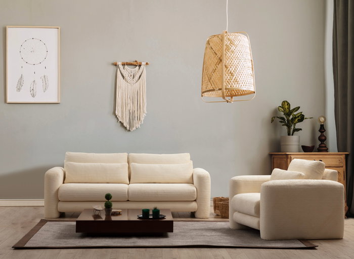 Atelier Del Sofa Sofá de 3 Plazas Lily Beige 215x97x73 cm Confortable y Elegante